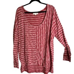 Suzanne Betro Weekend Scoop Neck Knit Top in Contrasting Stripe Pattern Size 2X